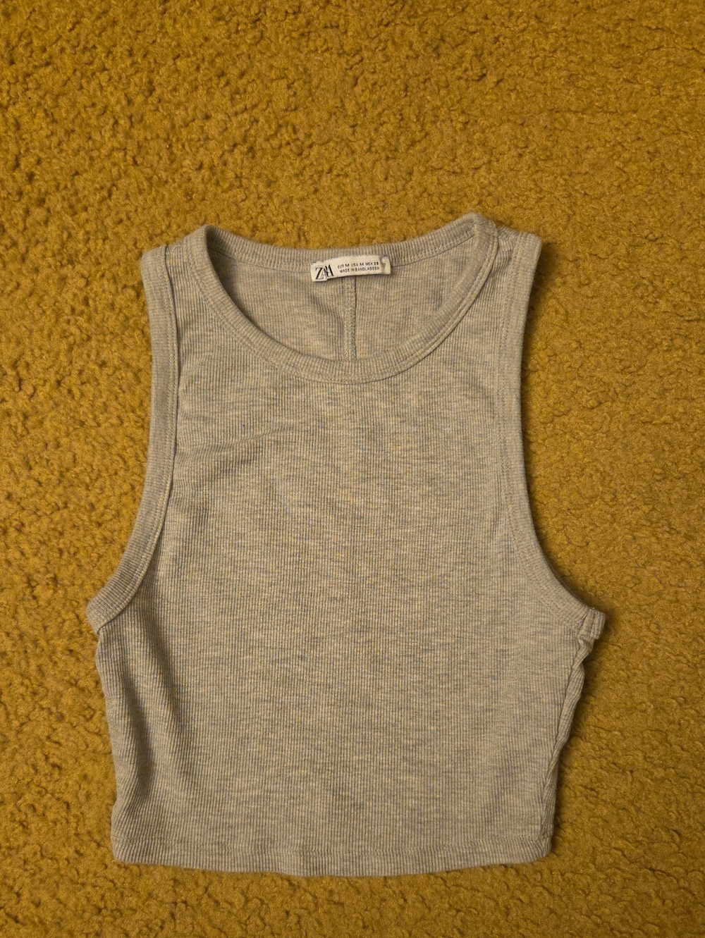 Zara Light Gray Ribbed Cropped Tank